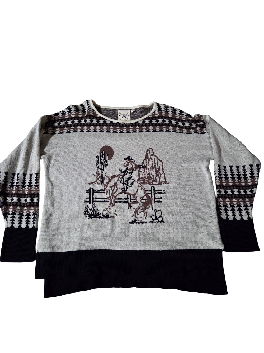 Cotton & Rye Vintage Cowgirl Calamity Jane Sweater Southwestern Knit L